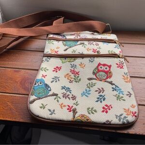 Sainty colorful owl crossbody bag- zipper closure NWOT